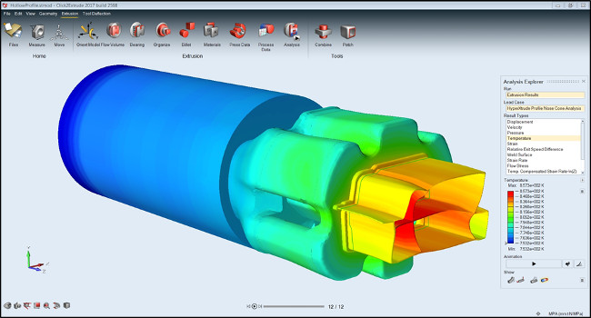 solidThinking Click2Extrude Alüminyum ekstrüzyon akış simülasyon yazılımı