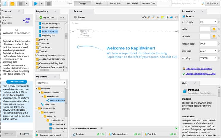 Altair RapidMiner Studio Arayüzü 